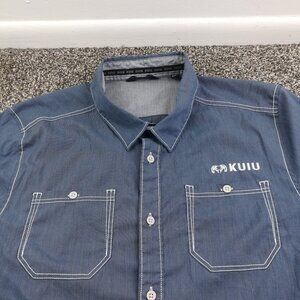 KUIU Shirt Basin Short Sleeve Button Up Blue Mens Large